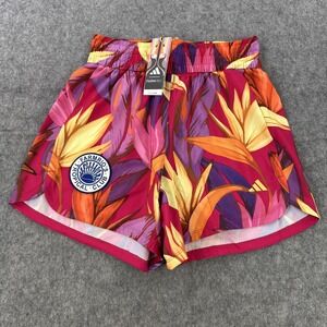 adidas x FARM Rio Shorts Womens Small Pink Yellow Tropical ClimaCool JD6279